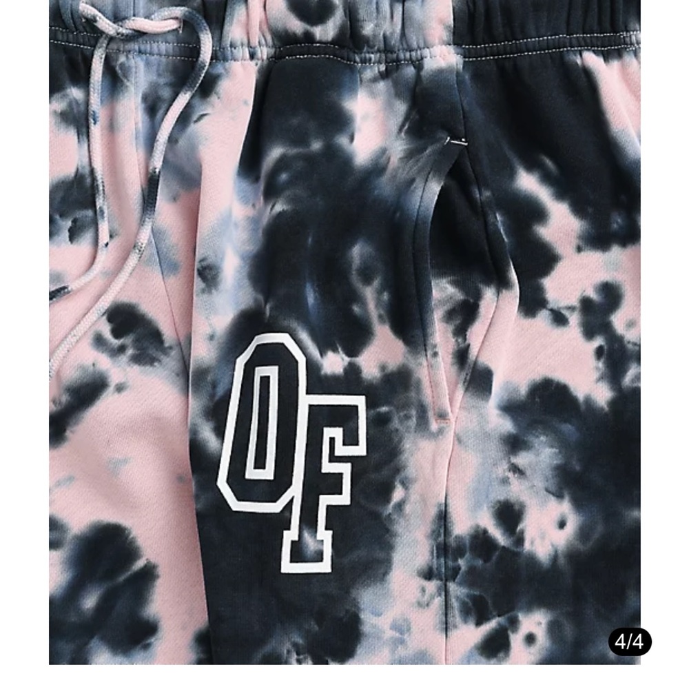 Odd Future Pink and Black Tie-Dye Sweatpants with OF Logo